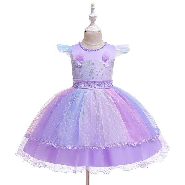 

europe and america children joint colorful gauze princess dress unicorn girls holiday christmas party performance dress, Red;yellow