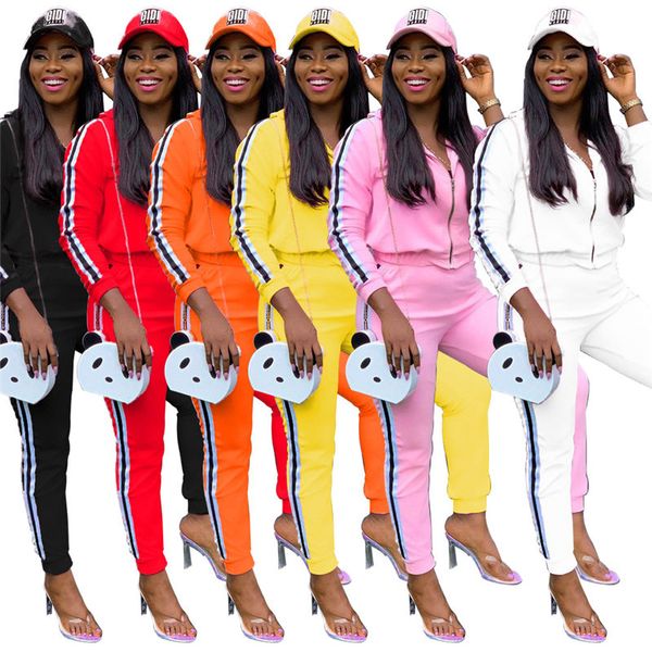 

fashion women's two piece sets long sleeve womens europen style tracksuits new womens outfits streetwear, White