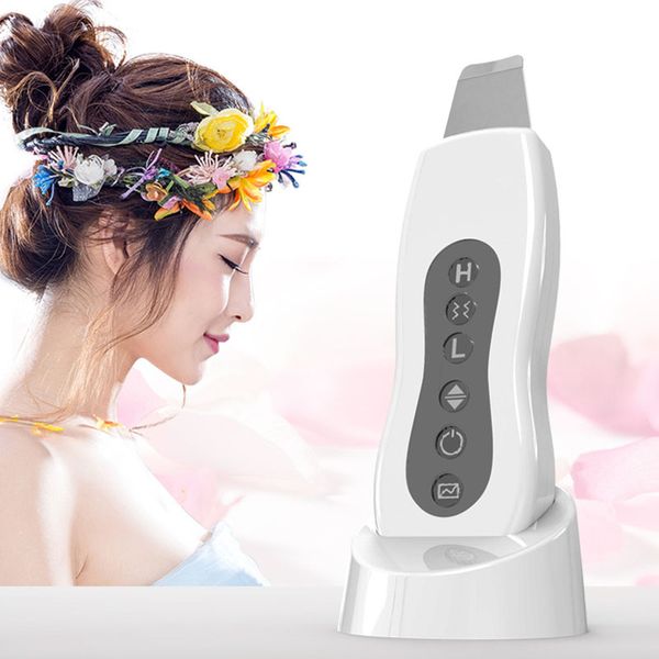 

ultrasonic skin cleaner scrubber face cleaning acne removal spa vibration massager facial lift pores peeling ultrasound scrubber