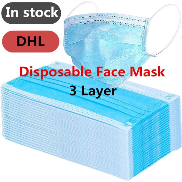 

disposable face mask 3 layer ear-loop dust mouth masks cover 3-ply non-woven disposable dust mask soft breathable outdoor part dhl