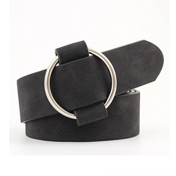 

newly women vintage metal belt frauen simple style pu leather belts belts & accessories round buckle belts ladies popular waist band belt so, Black;brown