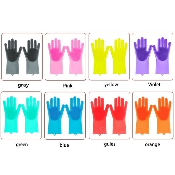 

Resuable Silicone Magic Washing Glove Brush Anti Scald Gloves Household Scrubber Multipurpose Kitchen Bathroom Tools Pet Hair Cleaning