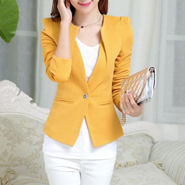 

blazer женский офис дамы 2020 новая весна тонкий top элегантный короткие дизайн одежды одна кнопка костюм пальто женщина 4xl, White;black