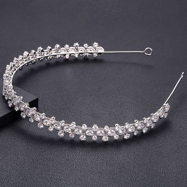 

jankelly crystal ladies wedding headpieces with cube zircon wholesale bridal hair accessories headdress bridal hair tiaras, Golden;white