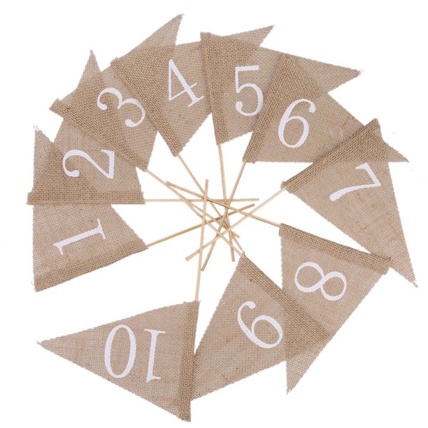 

vintage burlap flags rustic wedding table numbers decoration pack of 10