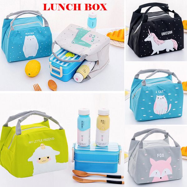 

portable animal prints colorful thermal insulated cooler waterproof picnic lunch box oxford bag pouch, Blue;pink
