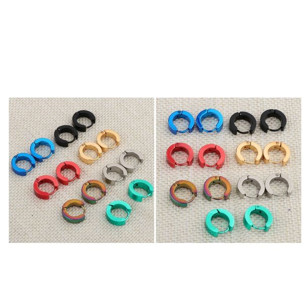 

14 pairs stainless steel women hoop earrings for men huggie ear piercings, Golden