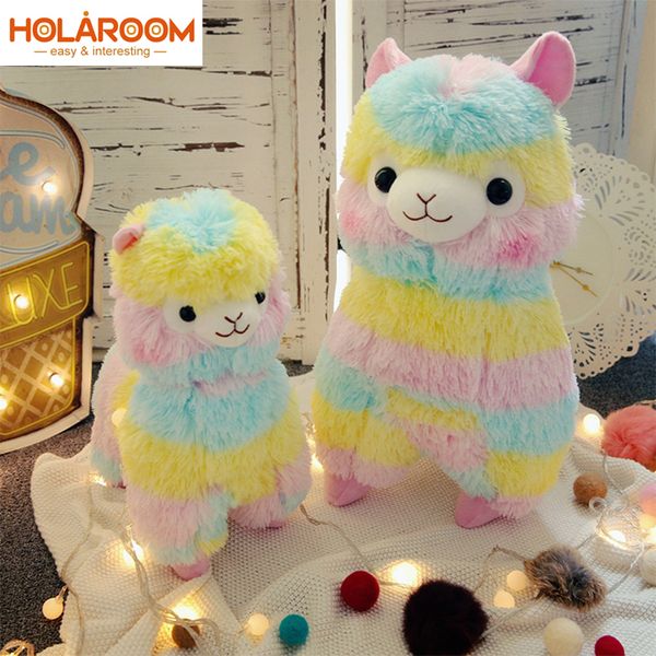 

holaroom 25/35cm/50cm rainbow alpaca plush toys kawaii stuffed toys cartoon alpaca plush doll children kids christmas gift