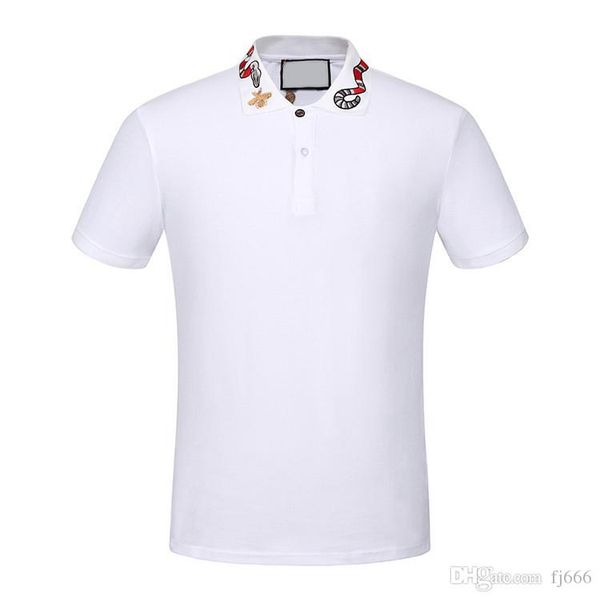 

2019 fashion classic black white mens polos shirt snake bee embroidery men polo shirts short sleeved casual polo shirt, White;black