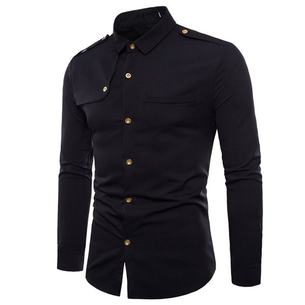 

mens autumn casual fashion combat slim fit long sleeve shirt blousez0219, White;black