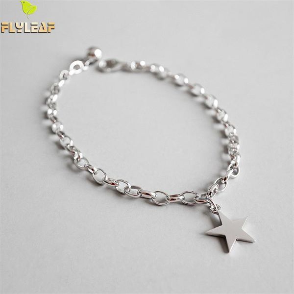 

flyleaf 925 sterling silver bracelets for women star ball chain simple fashion fine jewelry bracelets & bangles high quality, Black