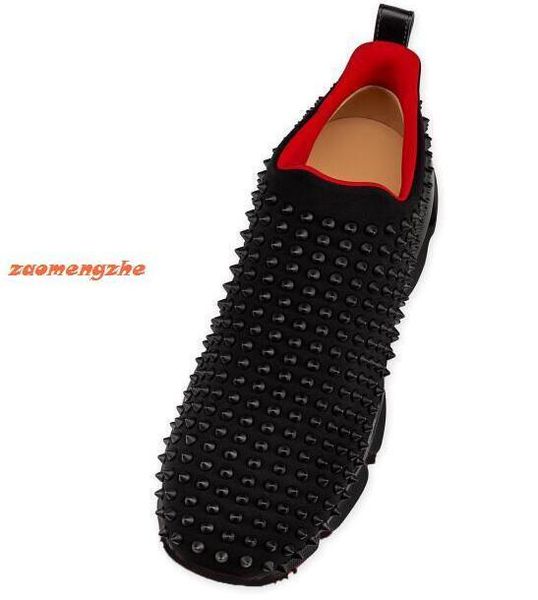 

fashion designer shoes spike sock studded spikes sneakers red bottom mens womens spikes training shoes donna size35-46, Black