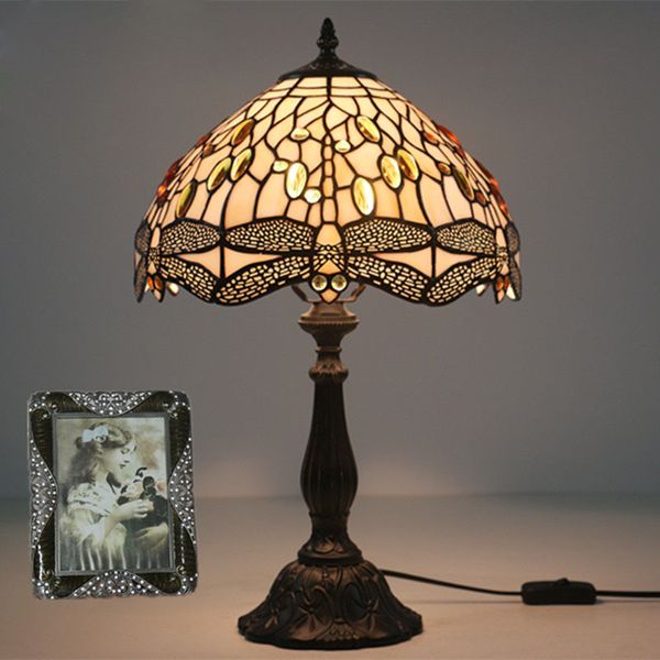 

европейский стиль настольная лампа для гостиной спальня пастроаль творческие витражи настольные лампы стрекоза тень прикроватные тумбочки ла
