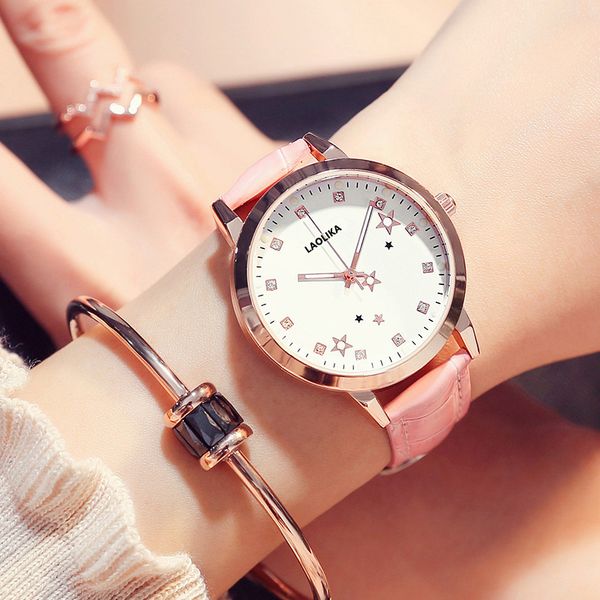 

authentic ladies quartz watch for female & students leather strap 2019 selling chronograph fashion & casual alloy buckle, Slivery;brown
