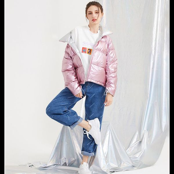 

womens designer down parkas fashion luxury winter down jacket women loose positive negative wear thick short coat brand parkas, Black