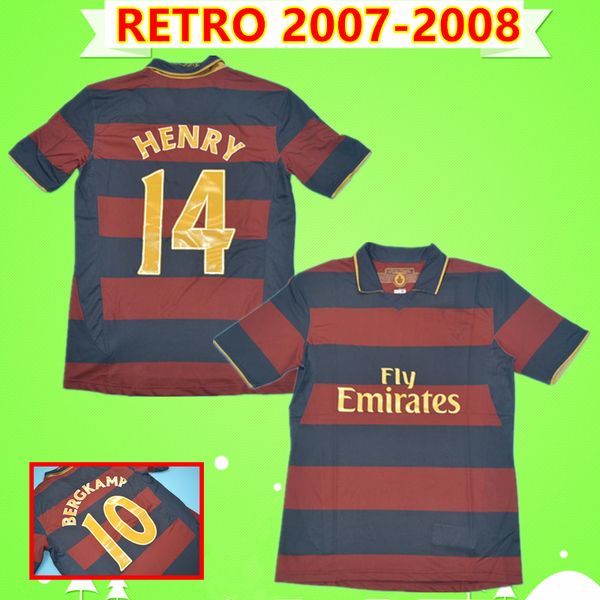 

bergkamp henry van persie 2007 2008 retro soccer jerseys 07 08 classic adebayor football shirts vintage hleb walcott song camisa de futebol, Black;yellow