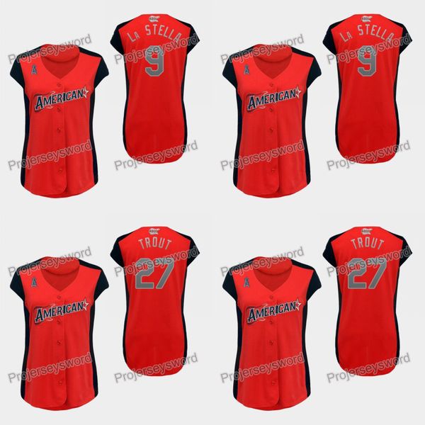 

Womens Los Angeles 27 Mike Trout American League Angels Jersey 9 Tommy La Stella 27 Mike Trout 100% Stitched Allstar Baseball Jerseys