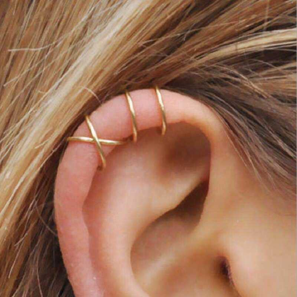 

real 925 sterling silver cross ear cuff non pierced earrings for women micro small clip on earrings cartilage jewelry a30, Golden;silver
