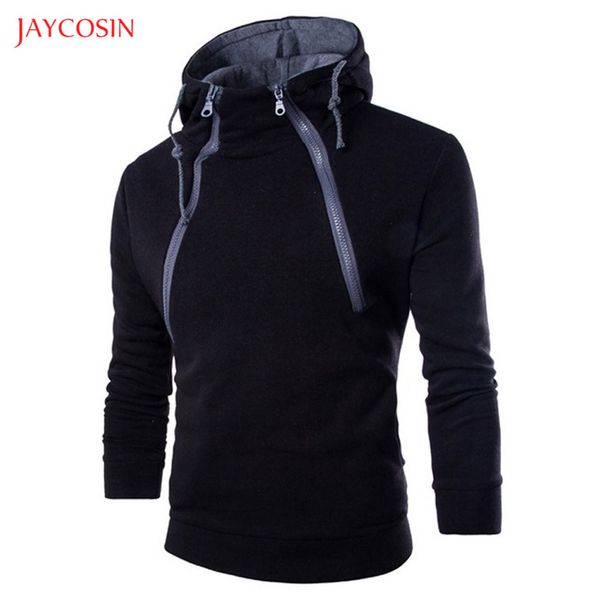 

jaycosin clothes men zipper patchwork hoodie sweatshirt spring autumn casual long sleeve 3xl o-neck sport exercise blouse, Black