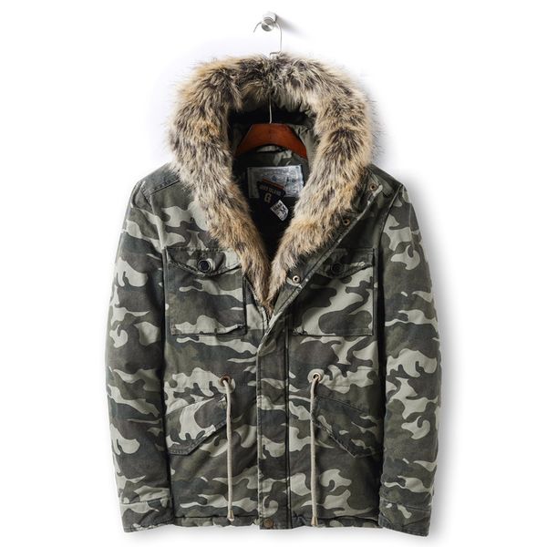 

new 2019 hooded winter men cotton coat camouflage jacket, Black