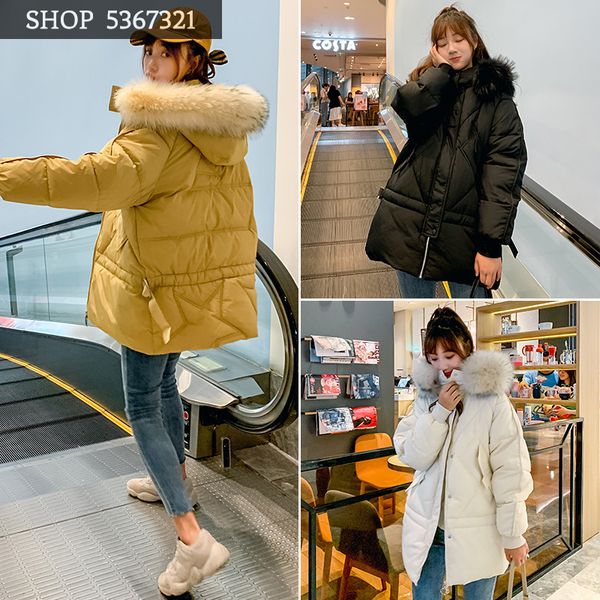 

2019 winter clothes cotton-padded clothes woman heavy seta lead long fund thickening easy down cotton student bf easy loose coat, Black