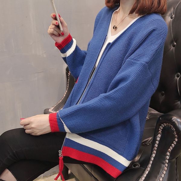 

7926 (2, 4 в строке 5) новые цвета v-образный вырез молнии свитер 53, Black