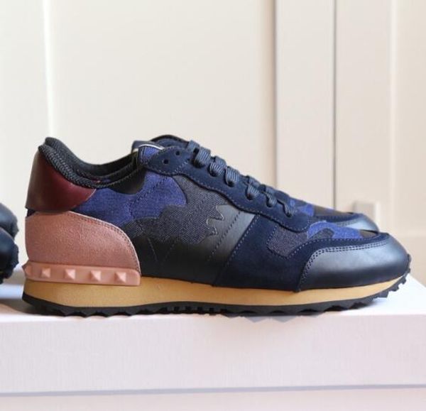 

camo suede studded camouflage rock runner designer sneaker shoes for women men stud casual luxury designer shoes sneakers chaussures h1, Black