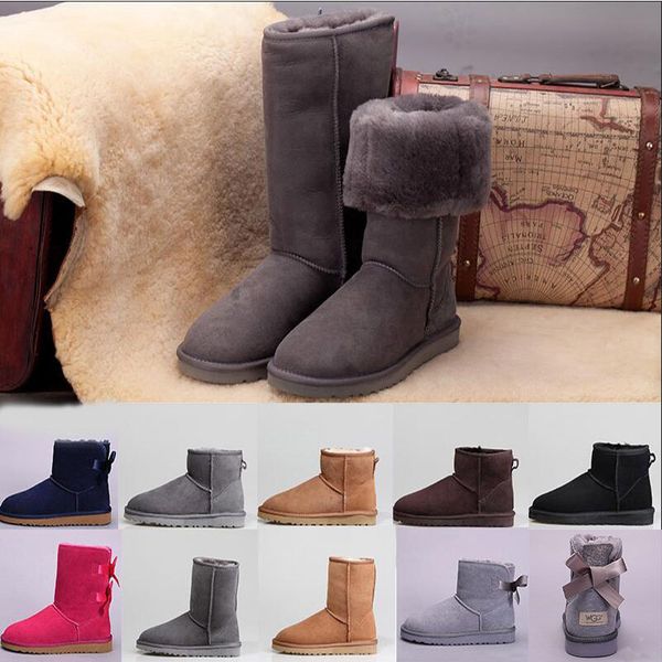 

popular australia genuine leather boots fashion 5815 women's snow boots us 5--us11 ing, Black