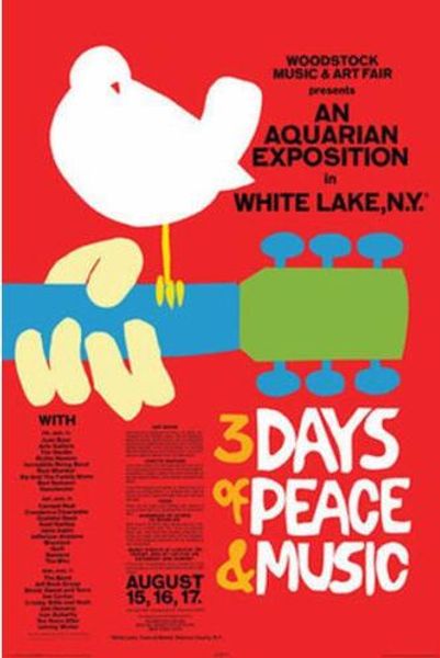 

woodstock concert music festival red silk poster decorative painting 24x36inch
