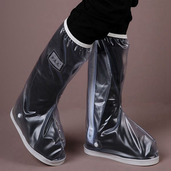 

long boot cover waterproof pvc knee high shoes cover rainy day hiking travel protective shield shoe covers reusable overshoes, White;pink