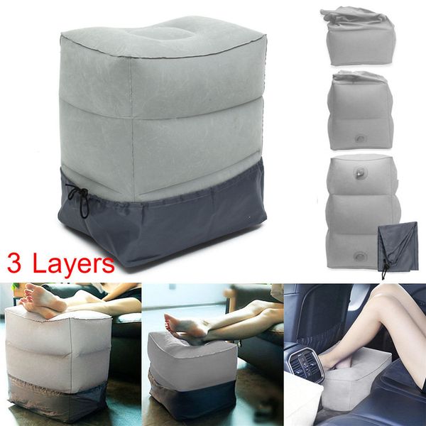 Inflatable Portable Travel Footrest Pillow Case Plane Train Kids