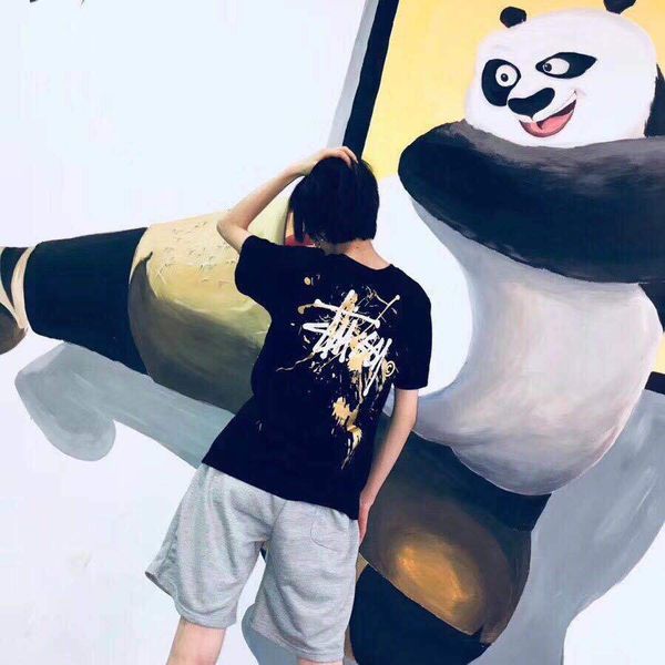 

summer new /stussy men's designer cotton t-shirt tide brand round neck printed cotton short sleeve tee, White;black