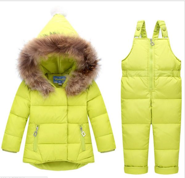

kid down jacket pants children warm winter suits snowsuit toddler clothing outwear hooded baby coat padded+romper two piece set, Blue;gray