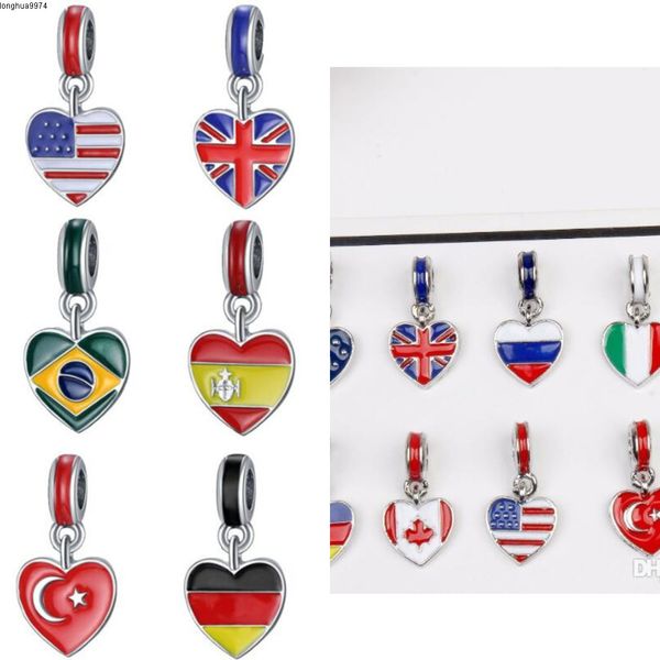 

fashion lady necklace bracelet women pendant alloy oil drip 3d world national flag printed pendant holiday party gift wy265q-3, Silver
