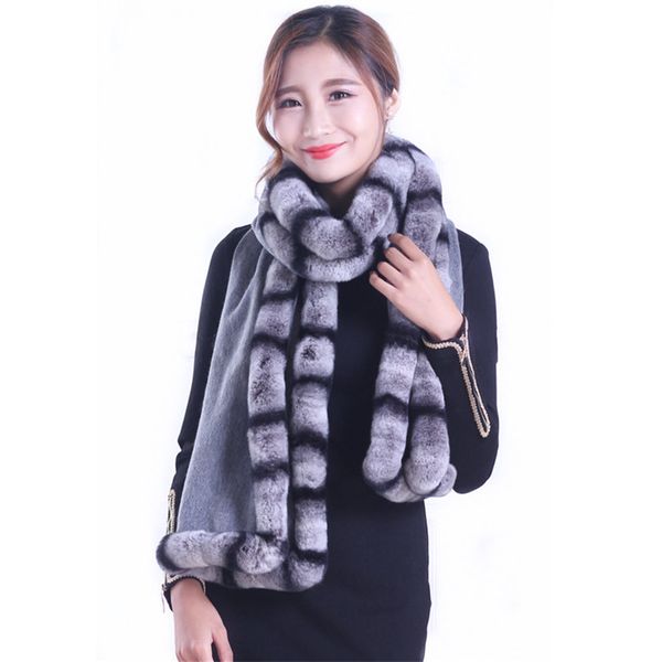 

soft fluffy shawl smooth plain stole women large thick perfect for winter outdoor 100% wool scarf real rex fur trim s48