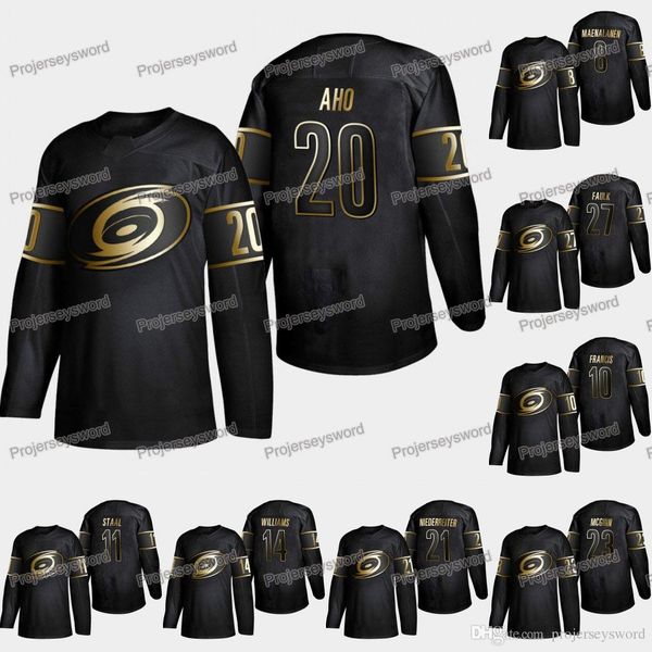 

Carolina Hurricanes Sebastian Aho 2019 Golden Edition Jersey Staal Ron Francis Warren Foegele Justin Williams Nino Niederreiter Brett Pesce