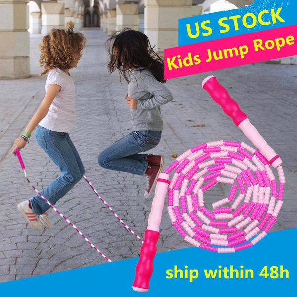 

us stock beaded practocal skipping rope with anti-slip handle lightweight adjustable jump rope fitness rope for kid chidrenfy6236