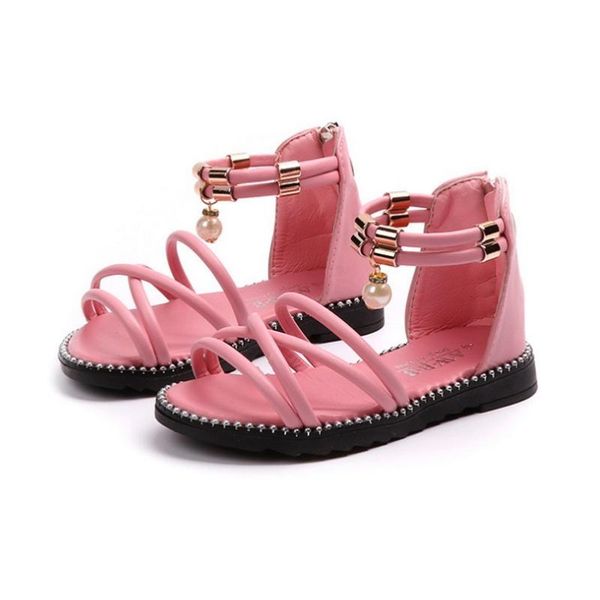 

kids sandals for girls gladiator sweet princess roman sandals fashion children beach for toddler baby soft soles 21-36, Black;red