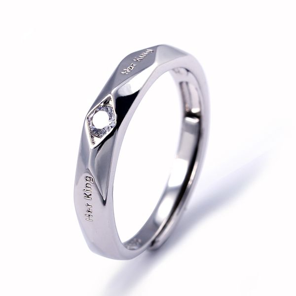 

2pcs silver цвет его королева ее король мода пара любовник promise ring для женщин человека унисекс стерлингового серебра cz wedding ювелирн, Slivery;golden