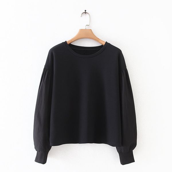 

chou 42-19162 european and american fashion splicing fleece, White;black