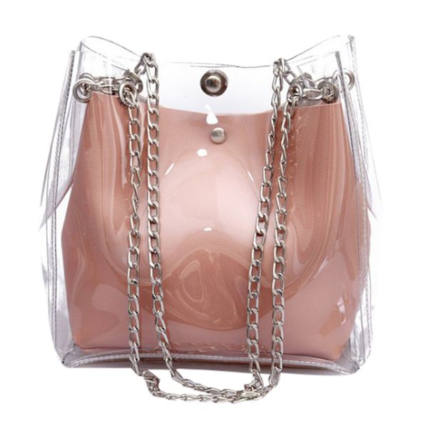 

2019 women small transparent bucket bags messenger bags chain bag totes compound female mini bag 20-35 litre#t2