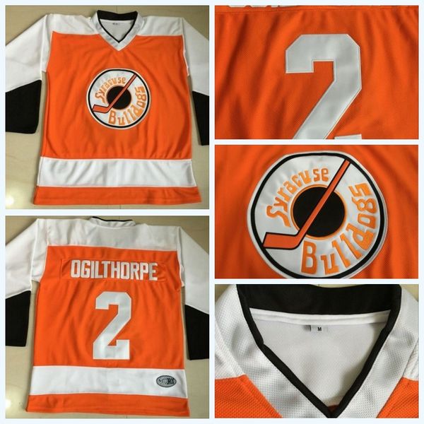 

Mens #2 OGIE OGILTHORPE Syracuse BULLDOGS jersey SLAP SHOT Movie Hockey Jersey Double Stitched Name & Number & Logo S-XXXL Fast Shipping