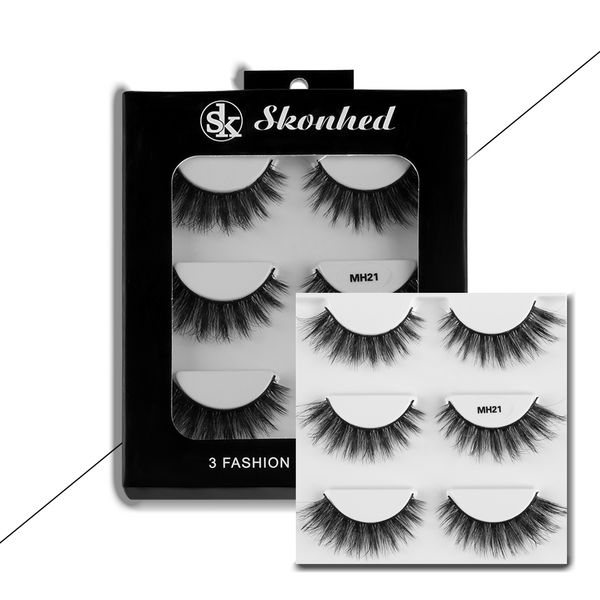 

3 pairs mh-21 handmade makeup 3d natural false eyelashes long thick eye lashes reusable make up beauty extension tools wimpers