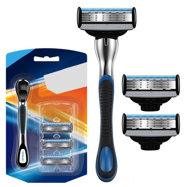 

4pcs new arrival metal men's razor head blade, manual replaceable razor head, 5 layers without knife holder