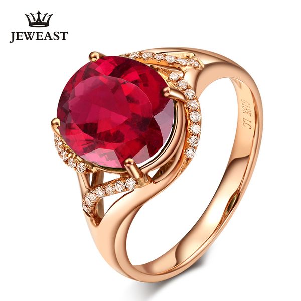 

lszb natural red tourmaline 18k pure gold 2019 new selling ring women ring for ladies woman genuine jewelry, Golden;silver