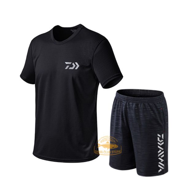 

hunting jackets summer leisure fishing suit solid color round neck outdoor mountaineering breathable plus size ice silk short sleeve, Camo;black