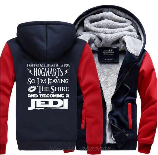 

i never got my acceptance letter from hogwarts-so i become a jedi funny creative hoodies winter sweatshirts men male jacket, Black