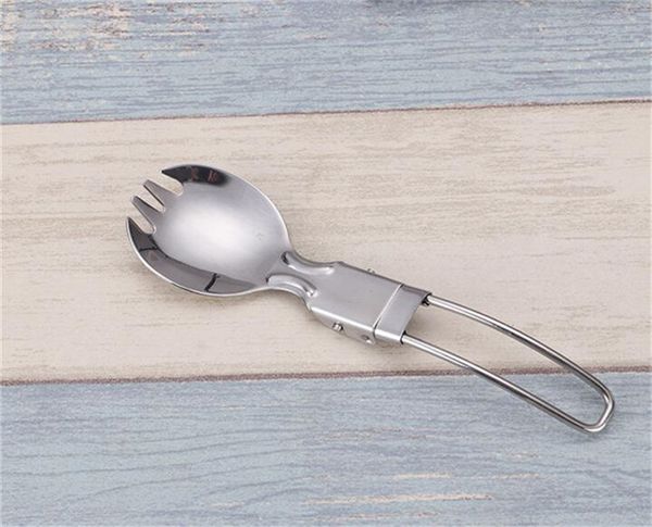 

100pcs foldable folding spoon spork fork amphibious fast-food salad stainless steelspoon fork outdoor camping hiking traveller cook g451