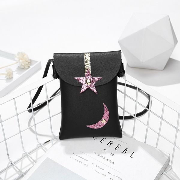 

#z5 новый crossbody сумки для женщин мини сумка искусственная кожа блестки звезда печати сумка плечо мобильный телефон сумка