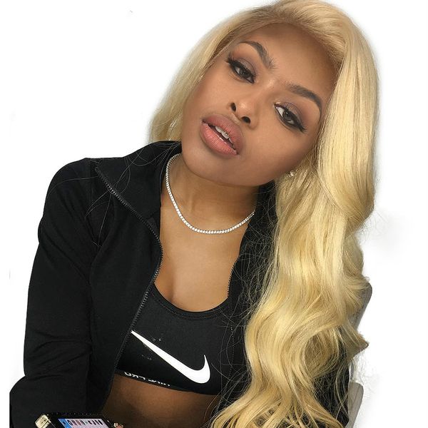 

613 blonde lace frontal wig body wave brazilian remy human hair lace front wigs for women long full lace wigs, Black